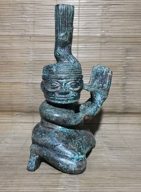 三星堆贵人灯座仿古青铜器工艺摆件收藏品紫器铜莱洛阳英爵烟云涧