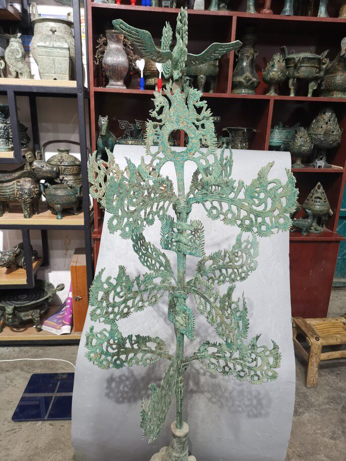 三星堆青铜神树摇钱树仿古青铜器工艺摆件收藏品马柏成英爵烟云涧