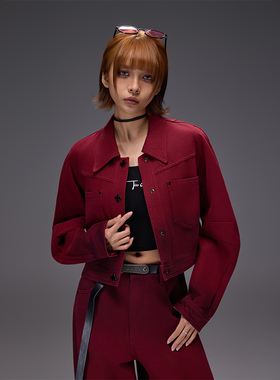 拓谷25秋季新款美式复古辣妹风简约短款牛仔外套牛仔裤套装女显瘦