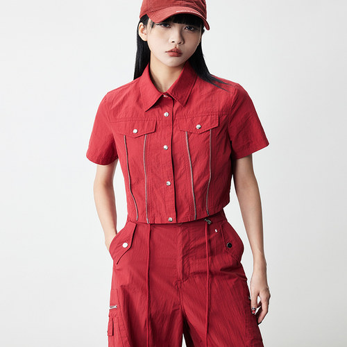 拓谷2025新款美式工装裤衬衫套装