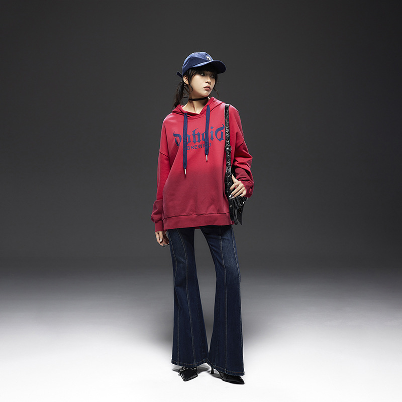 拓谷女款潮牌美式连帽卫衣小众秋冬2024新款宽松渐变上衣40667