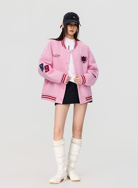 拓谷2025秋冬美式棒球服外套女宽松休闲百搭夹克短外套学院风棉衣