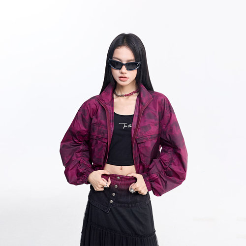 拓谷通勤宽松防晒抽褶短外套女