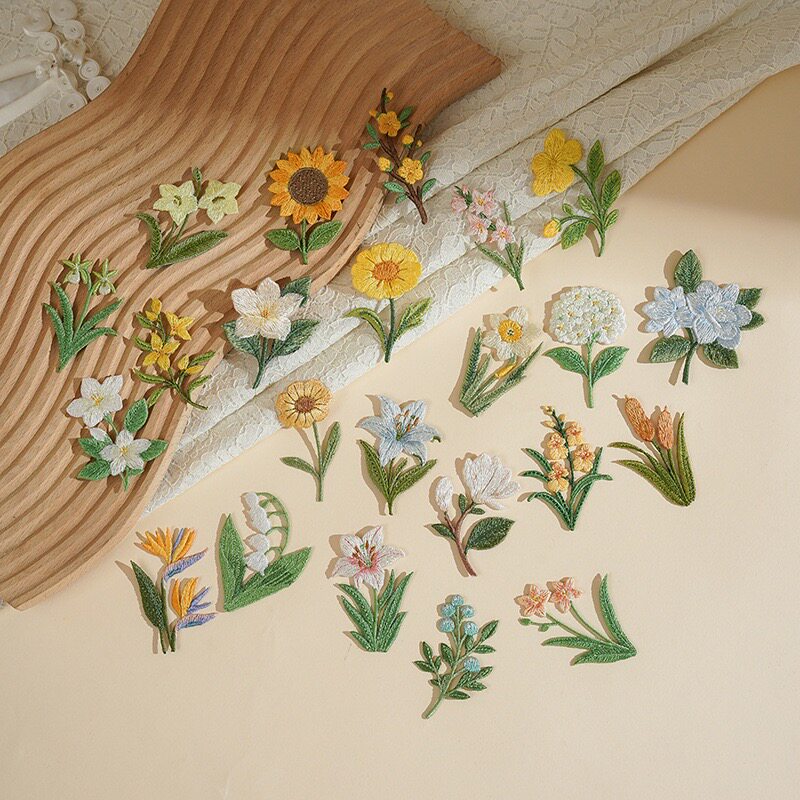 ins风向日葵花朵绣花刺绣布贴服装包装饰贴花衣服破洞修补丁贴布