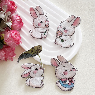 卡通刺绣小兔子布贴衣服裤子