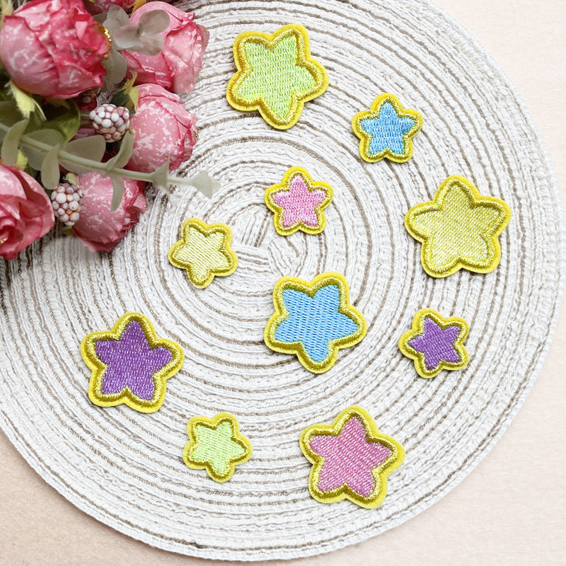 彩色小号布贴五角星牛仔衣熨烫贴布裤子破洞缝补丁贴包包装饰贴花