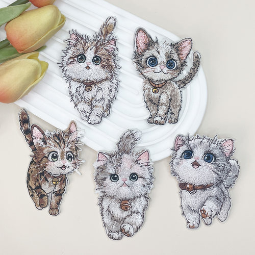 可爱猫咪刺绣布贴羽绒服补丁贴