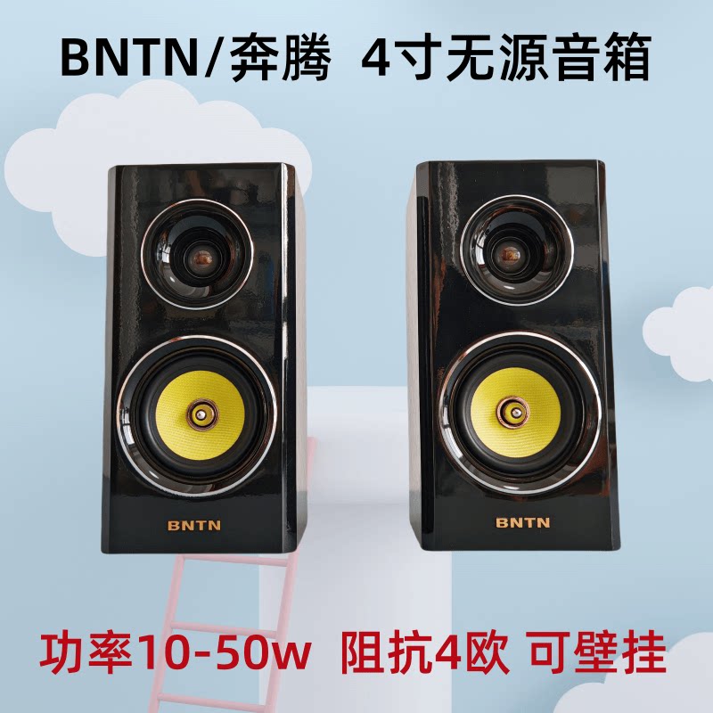 库存全新4寸BNTN无源音箱两分频书架箱桌面hifi环绕音响一对清仓