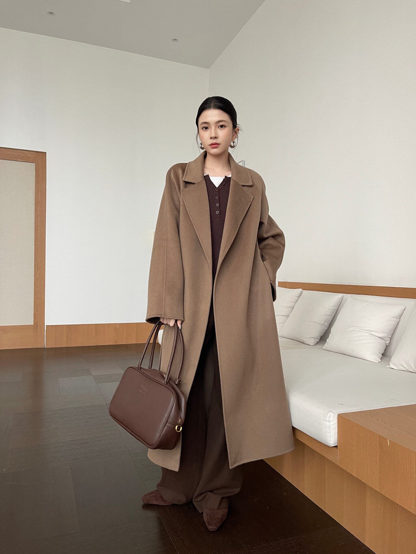 2026新款双面羊毛大衣女加长款欧美浴袍款秋冬外套呢子外套女