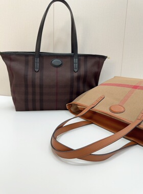 柜柜新款头层牛皮帆布托特手提包原版黄麻料松弛感腋下斜挎包