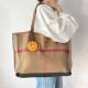 黄麻大托特tote购物袋头层荔枝纹牛皮妈咪包横版 大容量腋下手提包