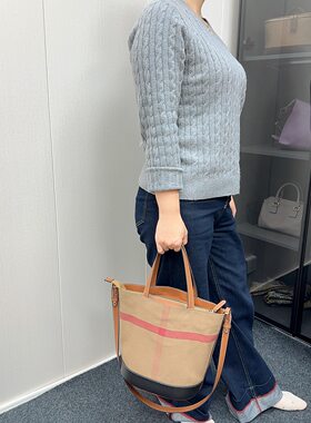 原创通勤风百搭拉链手提斜挎黄麻菜篮子包单肩腋下休闲格子托特包