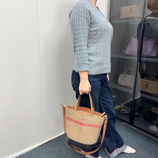 原创通勤风百搭拉链手提斜挎黄麻菜篮子包单肩腋下休闲格子托特包