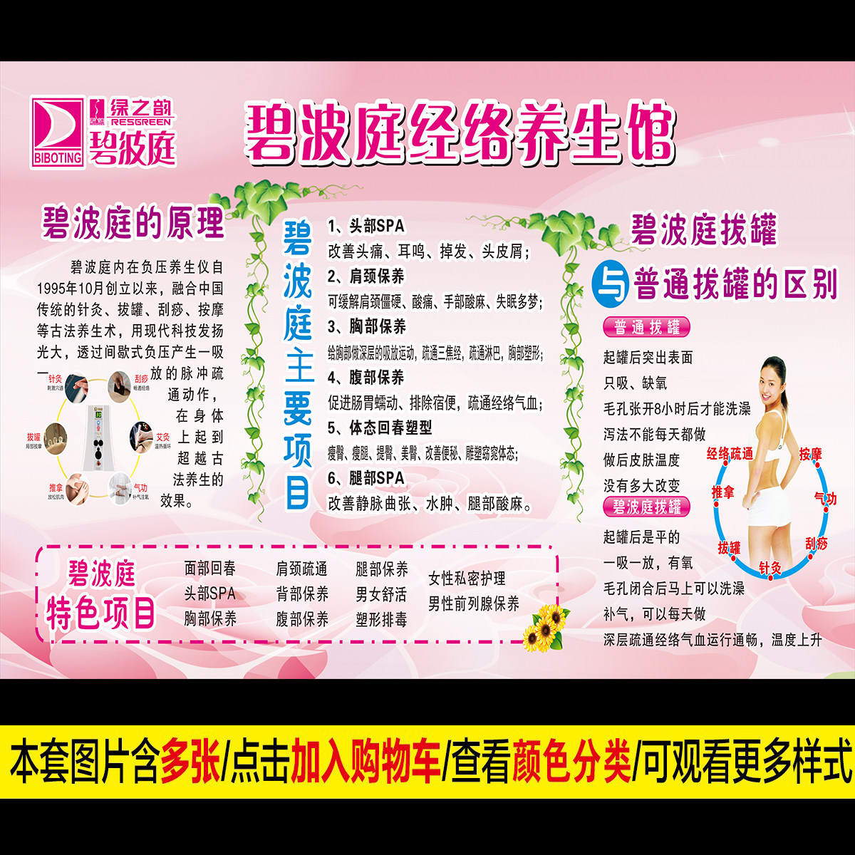 碧波庭海报好转反应宣传画写真美容院装饰挂图养生馆贴纸原理广告