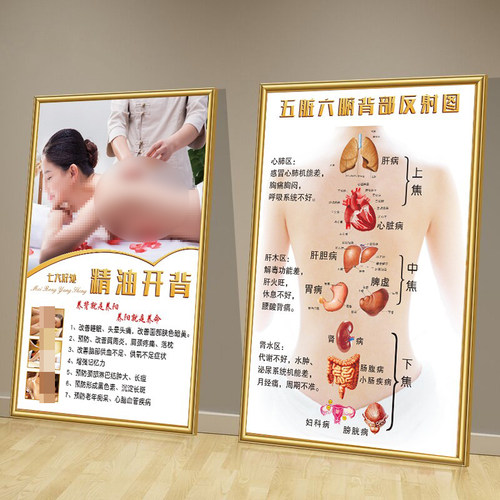 美容院装饰画面部穴位图五脏六腑背部反射海报养生馆头疗保养贴纸 - 封面