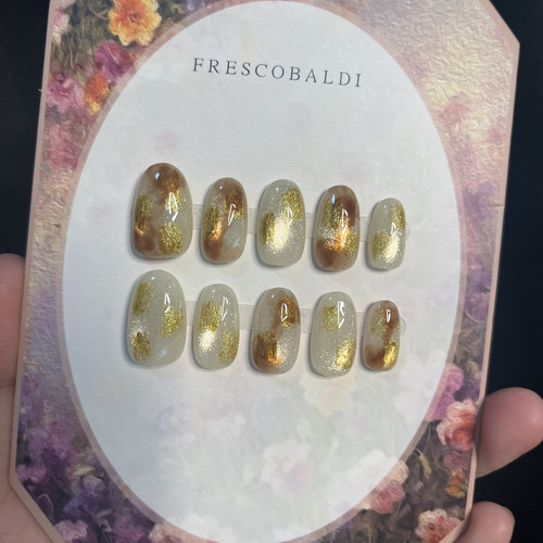 【豆禾】金珀琥珀渐变金粉穿戴甲