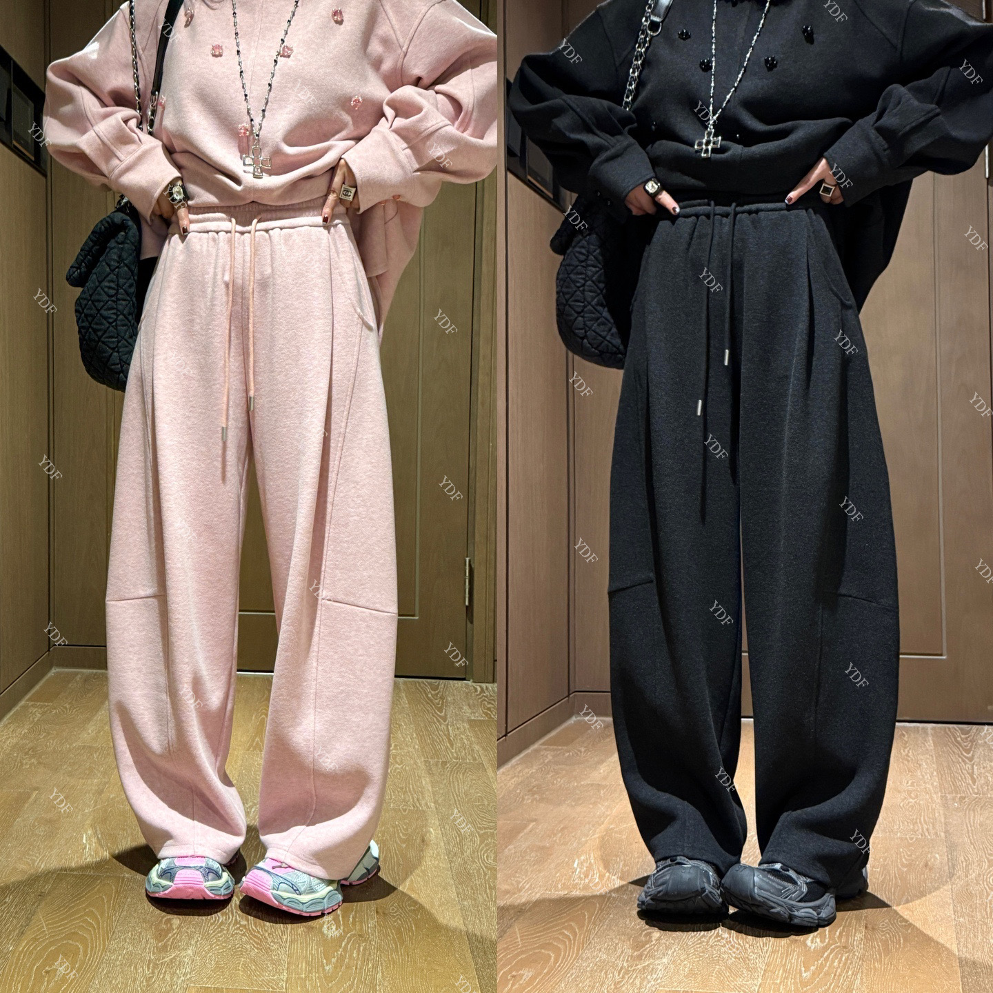 YDFSTUDIO小众【云霞少女】欧货高品重工显瘦弯刀设计阔腿裤