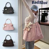 韩国正品 Badblue大容量抽绳磁吸豹纹波点托特包潮流百搭单肩包女