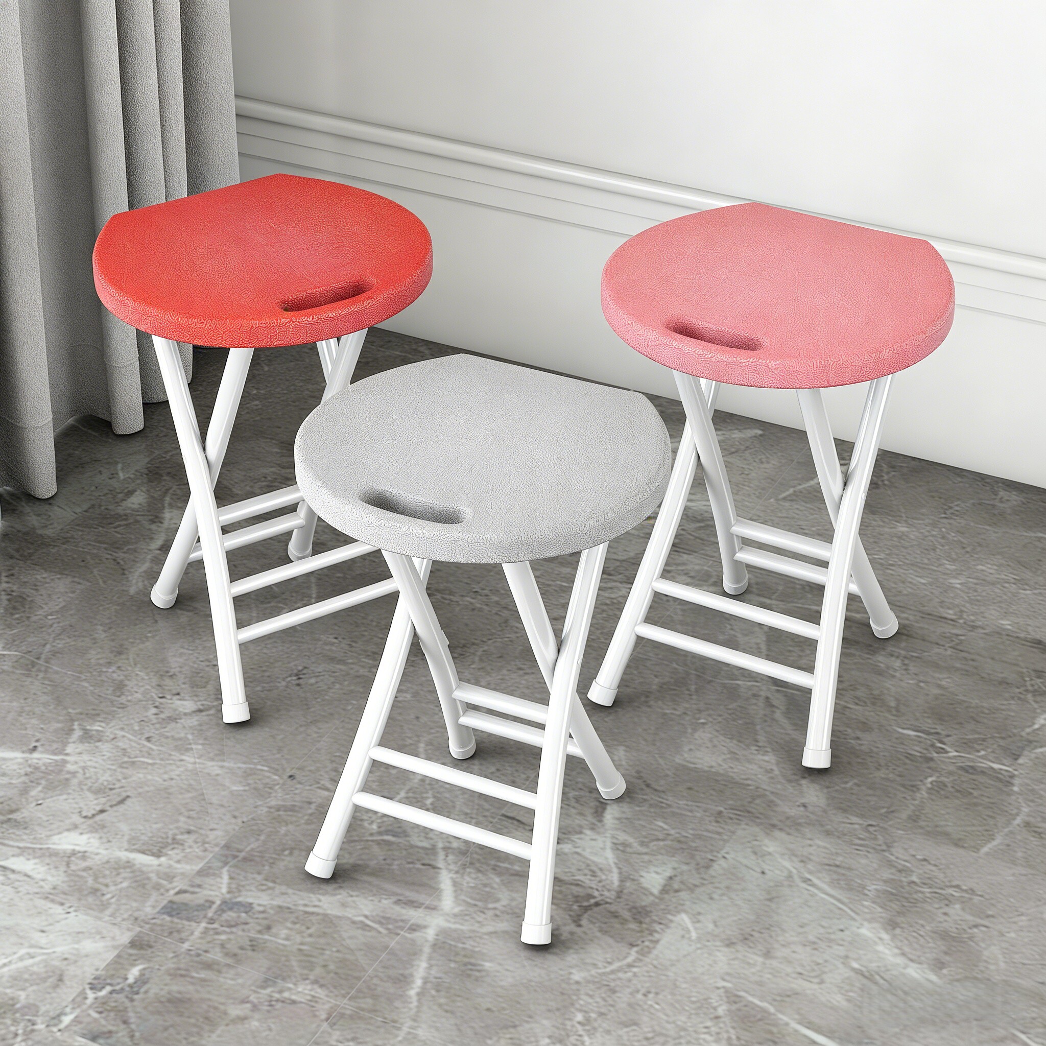 简约折叠凳家用便携户外高凳子阳台宿舍小户型圆凳快餐店补位凳子