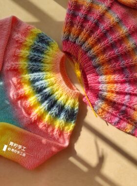 青柠手工粗棒针编织毛衣材料包