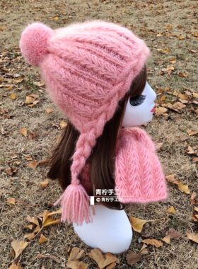 青柠手工店粗棒针手编送教程帽子