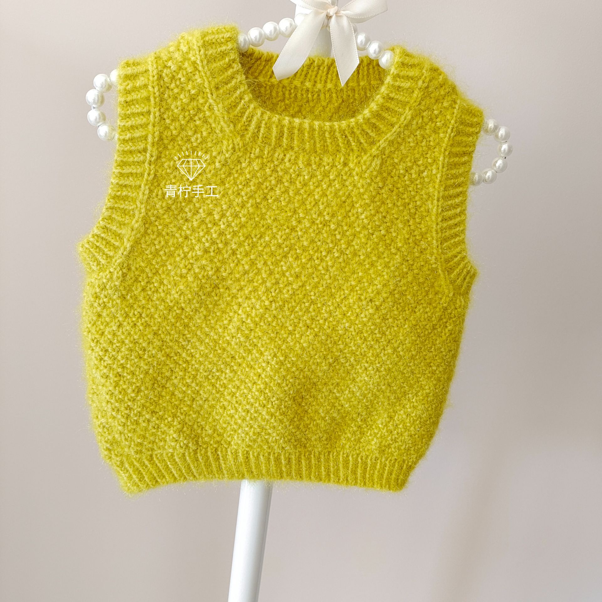 手编粗棒针马甲成人毛衣绒毛线开衫送视频教程儿童背心编织材料包