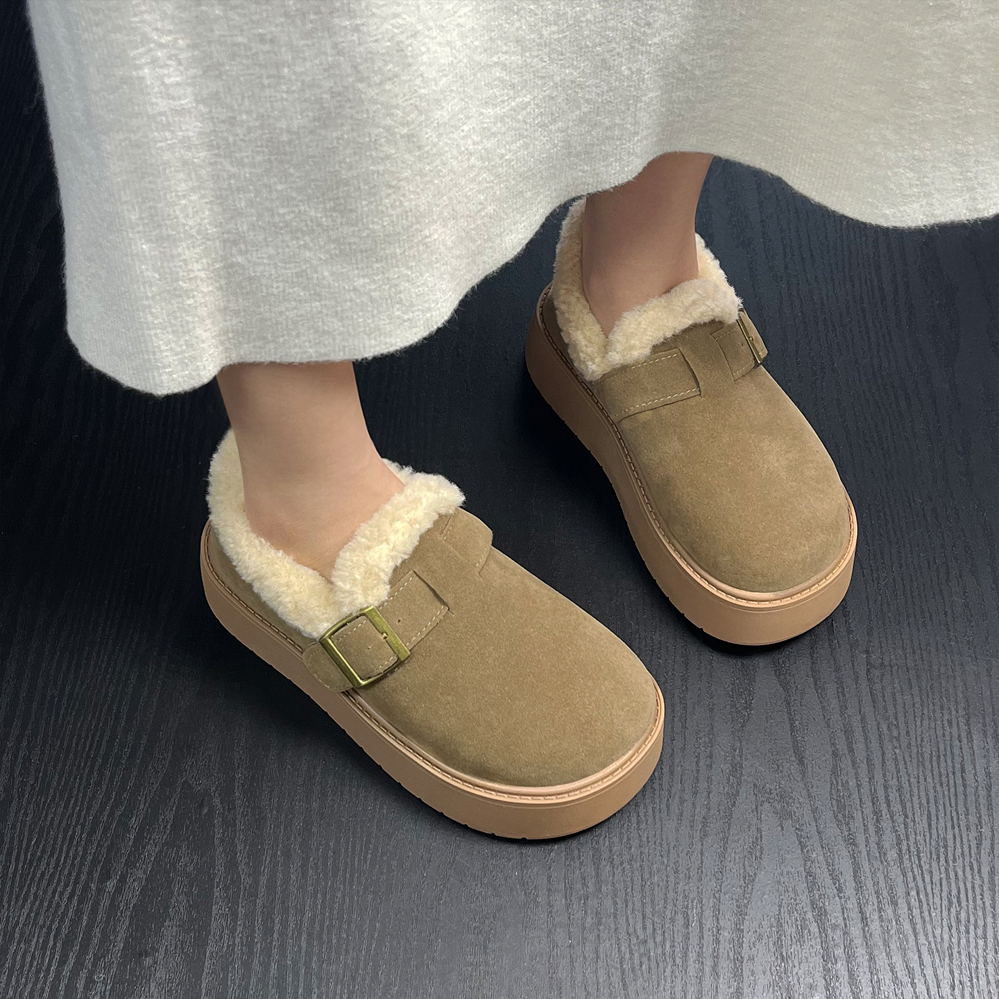 厚底加绒勃肯鞋女保暖雪地靴