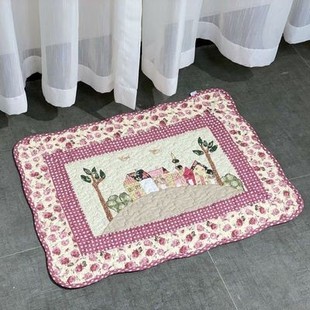 韩式 绗缝布艺卡通防滑楼梯地垫全棉拼布门口吸水脚垫卧室地垫机洗