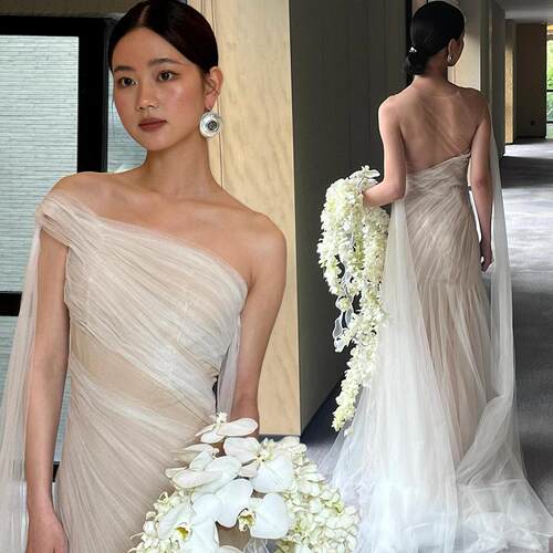 宴会晚礼服裙女2025新款高级感轻奢小众高端婚纱法式简约主持人