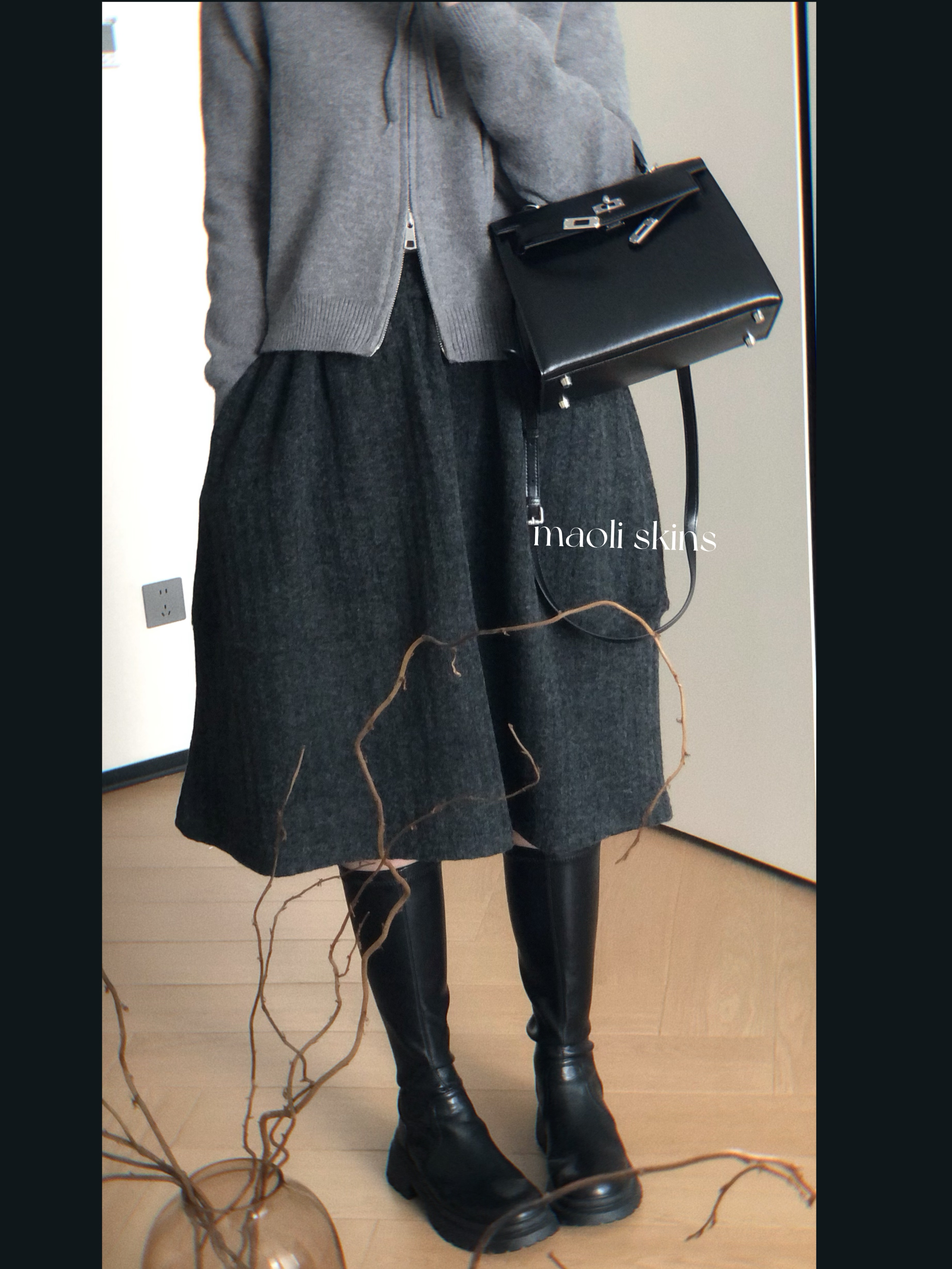 毛丽小四郎【韩女】复古慵懒风毛呢压褶显瘦秋冬半身A字裙女,女装/女士精品,半身裙,淘宝优惠券,粉丝福利购,淘宝优惠卷