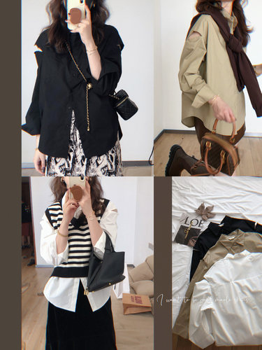 文艺学院风肩部破口设计衬衫