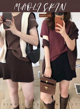 毛丽小四郎【经典出圈】简约精致 早秋打底叠穿基础圆领短袖T恤女