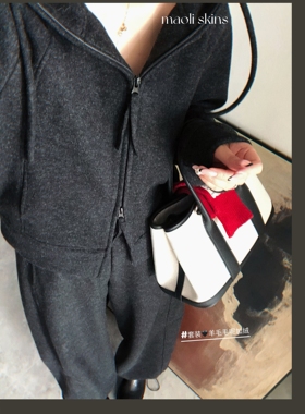 毛丽小四郎【自留款/套装】慵懒风加绒加厚显瘦挺阔羊毛卫衣+长裤