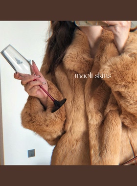 毛丽小四郎【冬日暖阳】高级雾柔感兔毛皮草外套女立领宽松廓形