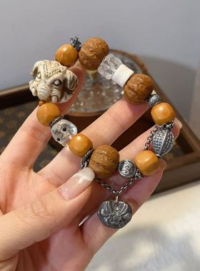 鹿角象神单圈手链 搭配猴头八棱六方白水晶配饰网红同款爆款