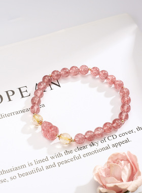 貔貅手链女天然水晶金发晶珠串珠手串