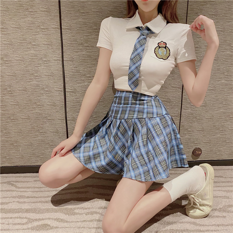 小个子学院风少女穿搭jk制服套装女网红衣服百褶短裙洋气两件套