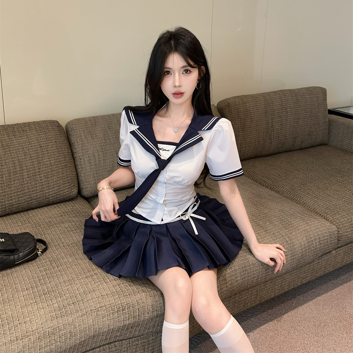 学院风jk制服2025高腰百褶裙套