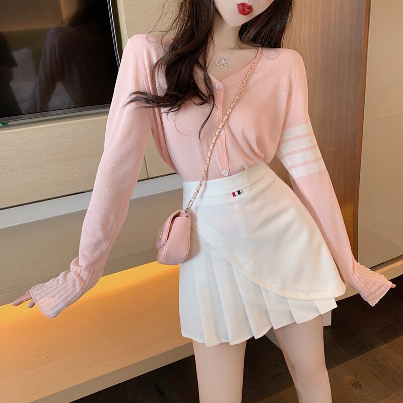 网红直播衣服女主播服装上镜清纯甜美校园风百褶短裙学院风套装裙
