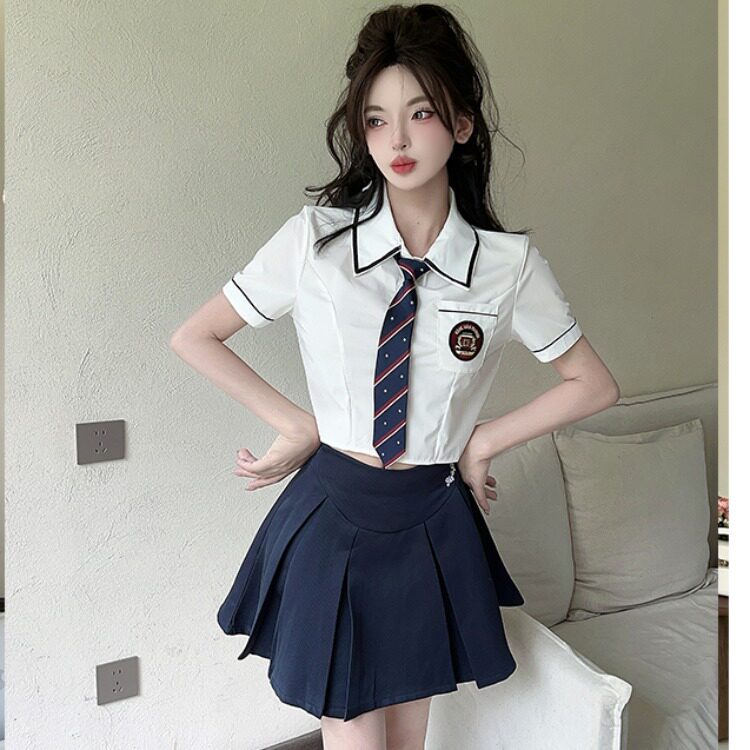 jk制服白衬衫短袖休闲工服百褶裙