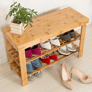 柜防尘储物收纳家用经济型穿鞋 楠竹鞋 架换鞋 凳简易多层实木鞋 凳子