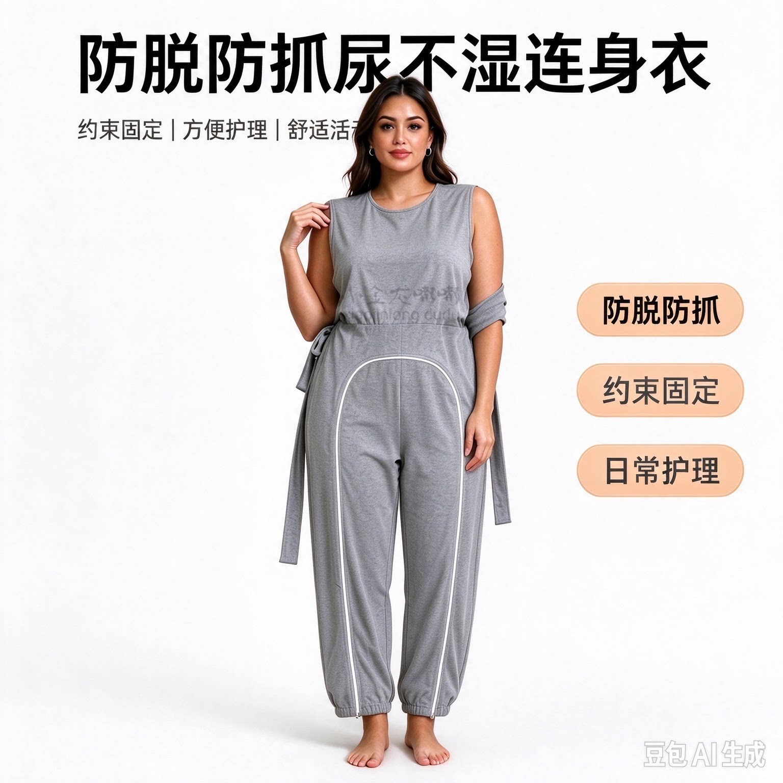 失智老年人防脱纸尿裤护理连体衣