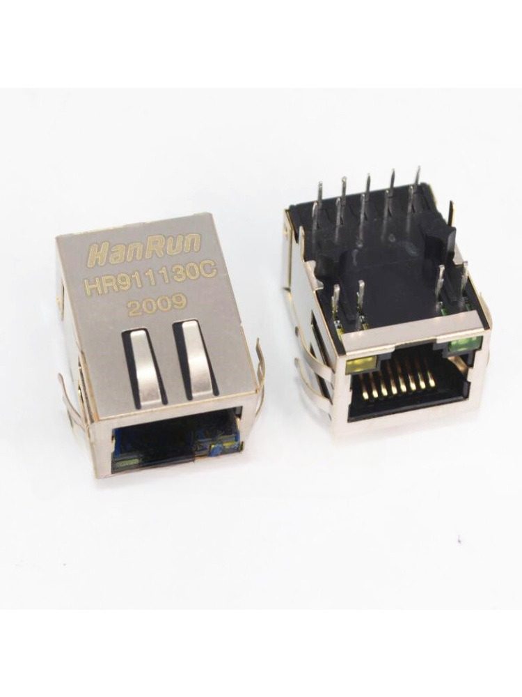 HR911130C HY911130C 带灯带弹片 RJ45千兆网口 卧式滤波器