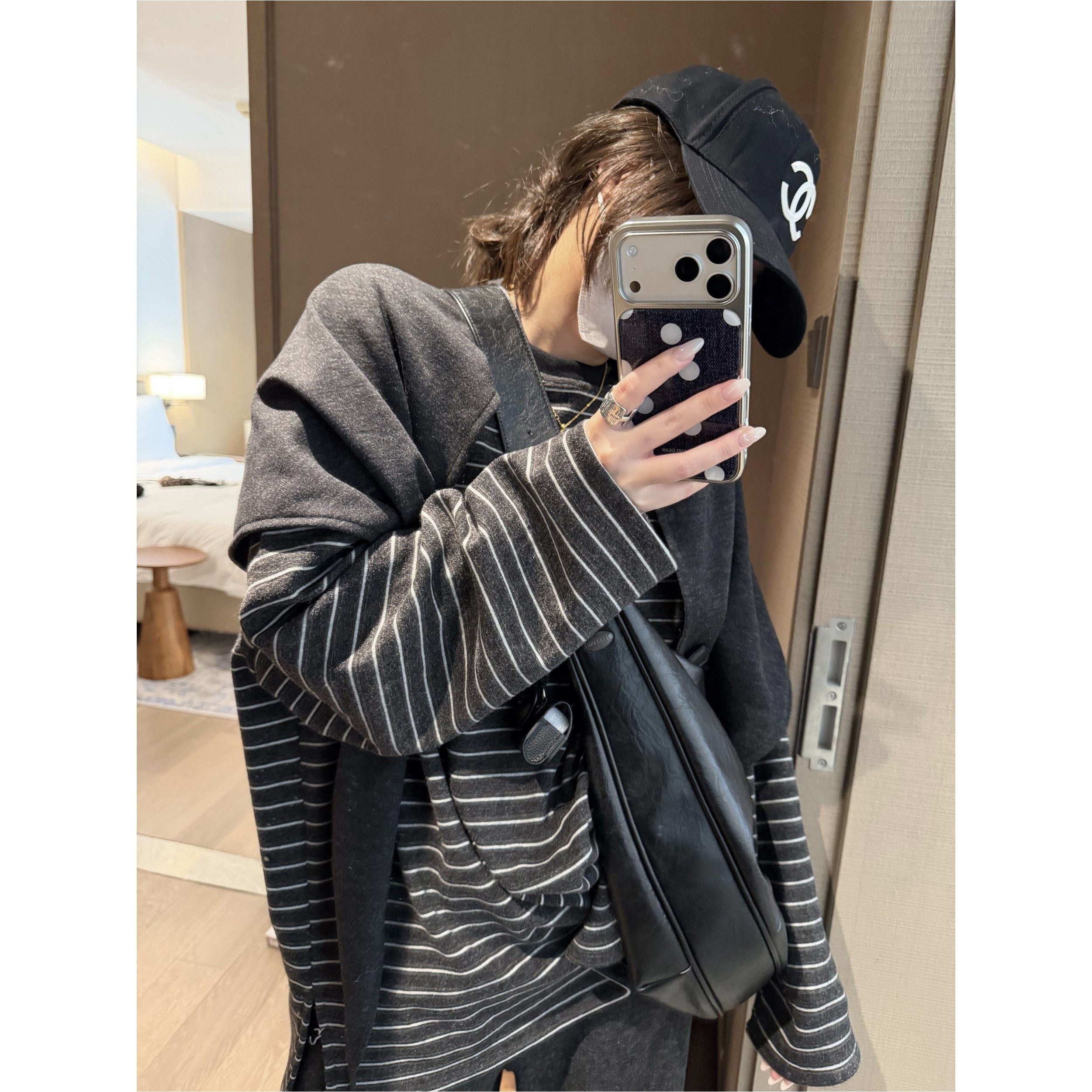 慵懒风条纹长袖t恤女秋冬