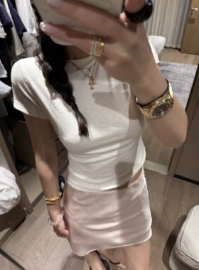 FILLE | 正肩短t 辣妹简约休闲短款修身显瘦纯色短袖T恤衫上衣