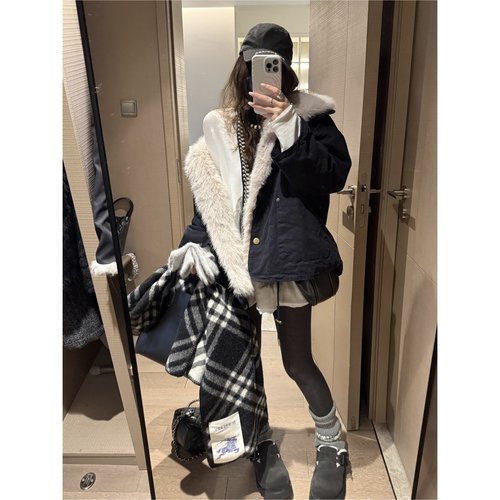 FILLE毛毛派克棉服保暖工装外套