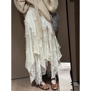 FILLE｜蕾丝针织纱裙 高品质气质重工丝绒立体蝴蝶结绣花半身裙