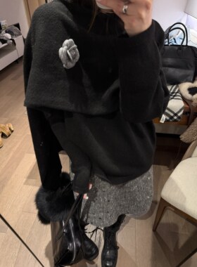 FILLE｜斗篷披肩毛衣 复古氛围感保暖羊毛慵懒松弛感针织衫上衣