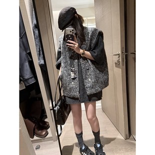 叠穿外套2025新款 复古设计棉服无袖 外穿 多扣毛圈棉马甲 FILLE