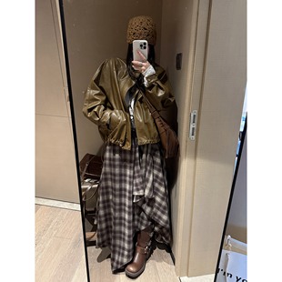 复古高级感美式 皮衣 皮夹克宽松机车气质外套 立领蝙蝠袖 FILLE